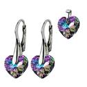 Stříbrné náušnice a přívěšek srdíčka s krystaly Crystals from Swarovski®, Vitrail Light