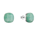 Stříbrné náušnice čtverec s pravým amazonitem