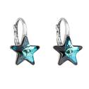 Stříbrné náušnice hvězdičky Crystals from Swarovski®, Bermuda Blue