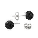 Stříbrné náušnice kuličky Crystals from Swarovski® Jet Black