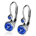 Stříbrné náušnice, modré zirkony