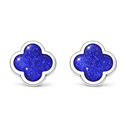 Stříbrné náušnice modrý čtyřlístek