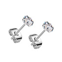 Stříbrné náušnice na puzetu - zirkony 4 mm