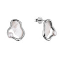 Stříbrné náušnice nepravidelného tvaru s říční perlou