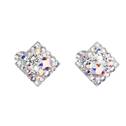 Stříbrné náušnice pecka s krystaly Swarovski ab efekt kosočtverec 31169.2