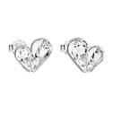 Stříbrné náušnice pecka s krystaly Swarovski bílé srdce 