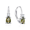 Stříbrné náušnice s čirými a olivovými zirkony