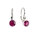 Stříbrné náušnice s krystaly Crystals from Swarovski® Fuchsia