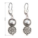 Stříbrné náušnice s perličkami a krystaly Crystals from Swarovski® Grey