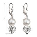 Stříbrné náušnice s perličkami a krystaly Crystals from Swarovski® White