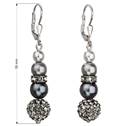 Stříbrné náušnice s perličkami Crystals from Swarovski® Grey