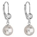 Stříbrné náušnice s perlou a kameny Crystals from Swarovski® White