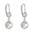 Stříbrné náušnice s perlou a kameny Crystals from Swarovski® White