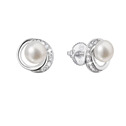 Stříbrné náušnice s říční perlou a zirkony