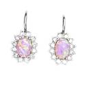 Stříbrné náušnice s růžovým opálem a zirkony