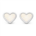 Stříbrné náušnice srdce bílá perleť