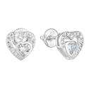 Stříbrné náušnice srdce dvojité