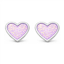 Stříbrné náušnice srdce fialová perleť