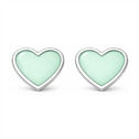 Stříbrné náušnice srdce pastelově zelená