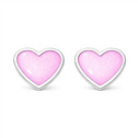 Stříbrné náušnice srdce růžová perleť