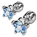 Stříbrné náušnice šroubovací - kytičky, světle modré zirkony