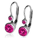 Stříbrné náušnice,  tmavě růžovými zirkony
