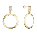 Stříbrné náušnice visací kruh a zirkon