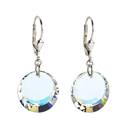 Stříbrné náušnice visací s krystaly Swarovski AB efekt kulaté 