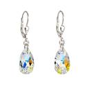 Stříbrné náušnice visací s krystaly Swarovski AB efekt slza