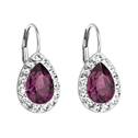 Stříbrné náušnice visací s krystaly Swarovski, Amethyst