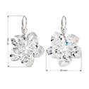 Stříbrné náušnice visací s krystaly Swarovski bílá kytička