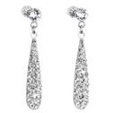 Stříbrné náušnice visací s krystaly Swarovski bílá slza