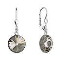 Stříbrné náušnice visací s krystaly Swarovski, Black Diamond