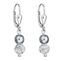 Stříbrné náušnice visací s krystaly Swarovski šedé kulaté 