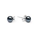 Stříbrné perlové náušnice - černé přírodní perly