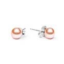 Stříbrné perlové náušnice - lososově růžové přírodní perly
