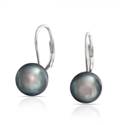 Stříbrné perlové náušnice - přírodní černé perly 9 mm
