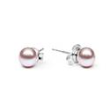 Stříbrné perlové náušnice - růžovofialové přírodní perly