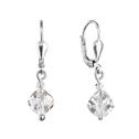 Stříbrné visací náušnice s čirými krystaly