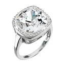 Stříbrný hranatý prsten Crystals from Swarovski®, Crystal