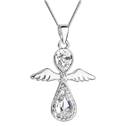 Stříbrný náhrdelník anděl se Swarovski krystaly bílý