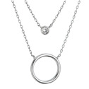 Stříbrný náhrdelník dvojitý řetízek kroužek a zirkon