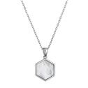 Stříbrný náhrdelník hexagon s bílou perletí