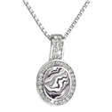 Stříbrný náhrdelník oválný černobílý mramor se Swarovski krystaly