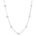 Stříbrný náhrdelník s oválnými perlami na řetízku