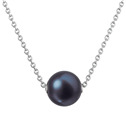 Stříbrný náhrdelník s pevnou modrou říční perlou, Peacock