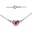Stříbrný náhrdelník se srdcem Crystals from Swarovski® Fuchsia