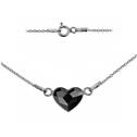 Stříbrný náhrdelník se srdcem Crystals from Swarovski® JET BLACK
