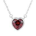 Stříbrný náhrdelník srdce červené