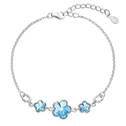 Stříbrný náramek s kytičkami Crystals from Swarovski® Aqua